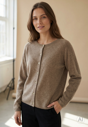 BTFCPH Cardigan i cashmere blanding Cardigans Taupe Melange