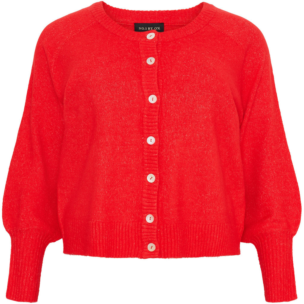 NO. 1 BY OX Cardigan med ballonærmer Sweaters Tomato Red