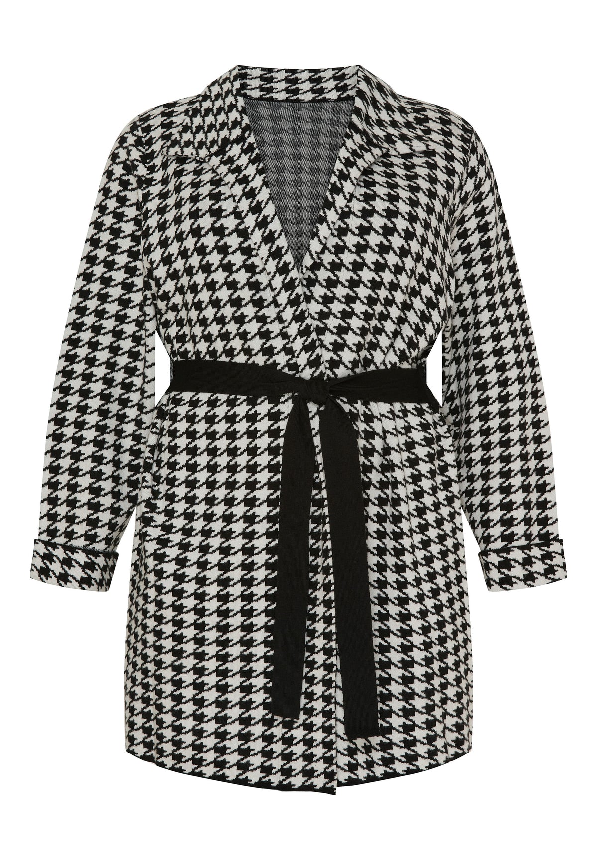 NO. 1 BY OX Cardigan med knytband Cardigans Svart med Off White hundcheck