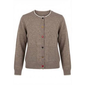 NO. 1 BY OX Cardigan w heart coloured buttons Cardigans Brun