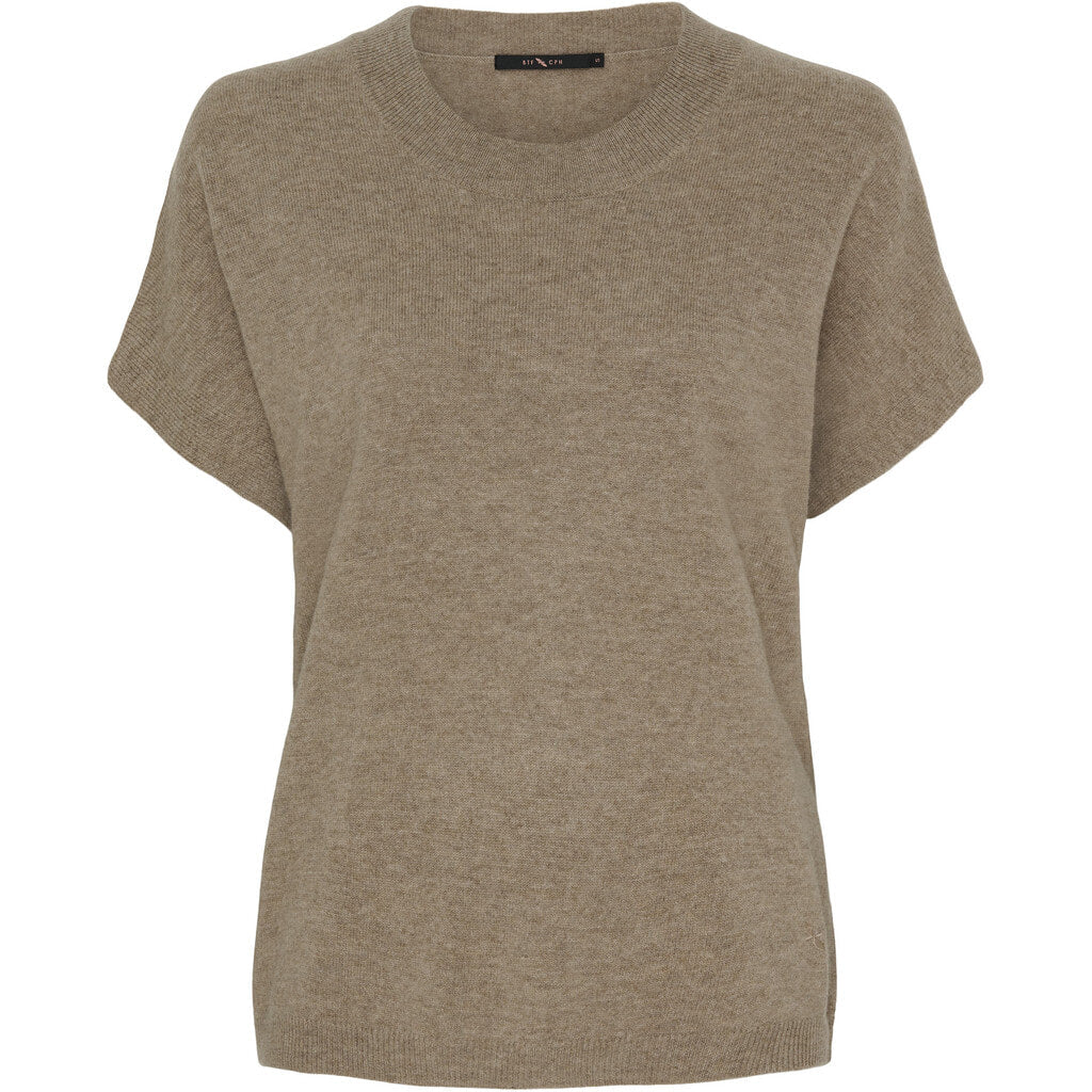 BTFCPH Finstrikket t-shirt i cashmere blanding Pullovers Taupe Melange