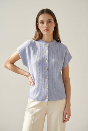 BTFCPH Cashmere cardigan med korte ærmer i vaskebjørnsgarn Veste Blå