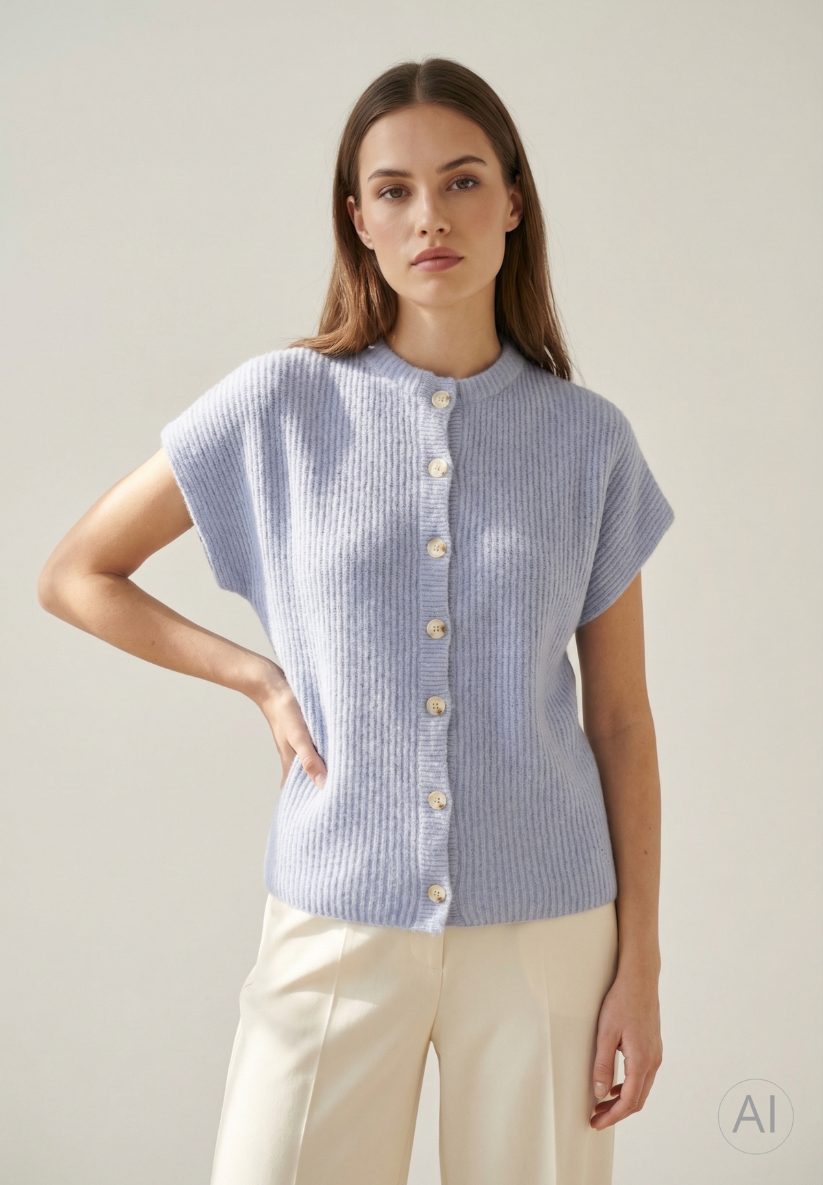 BTFCPH Cashmere cardigan med korte ærmer i vaskebjørnsgarn Veste Blå