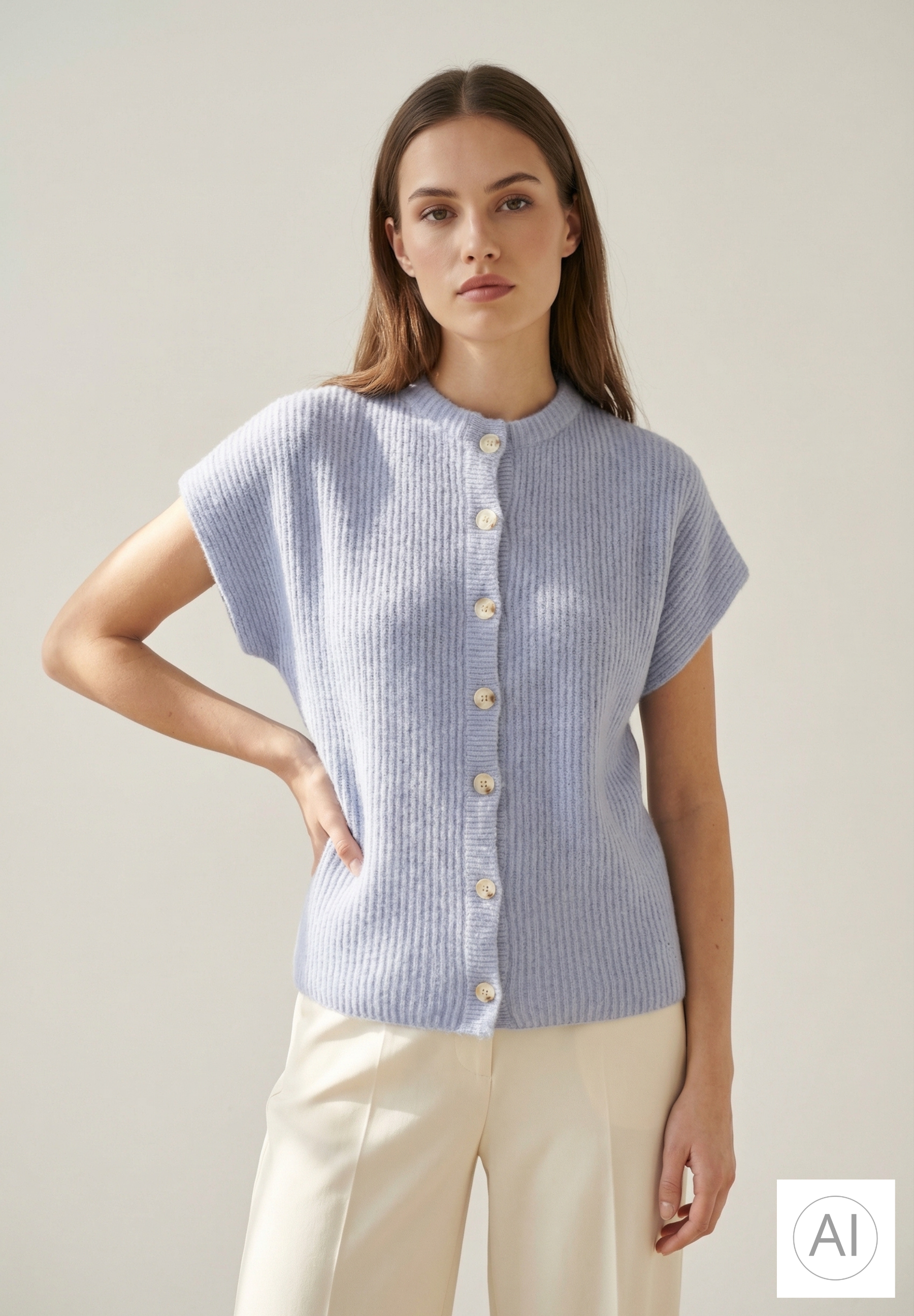 BTFCPH Cashmere cardigan med korte ærmer i vaskebjørnsgarn Veste Blå