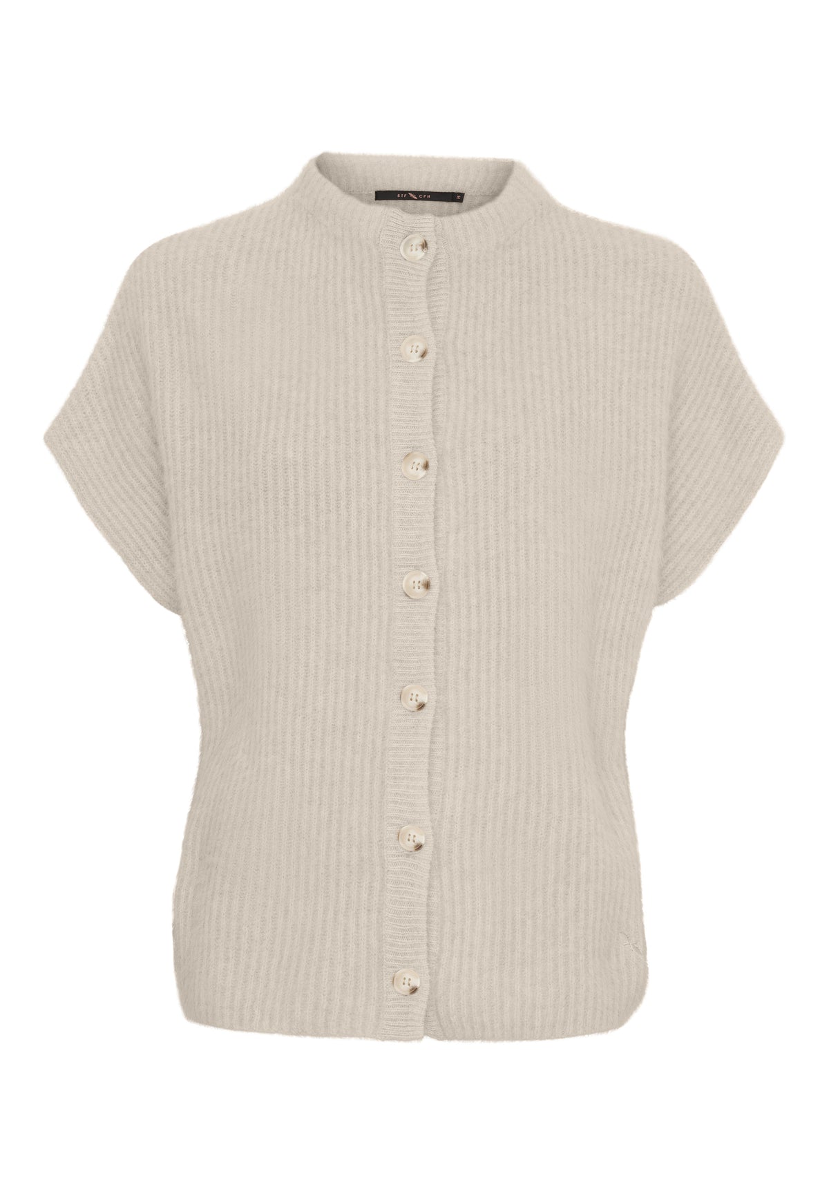 BTFCPH Cashmere cardigan med korte ærmer i vaskebjørnsgarn Veste Light Beige