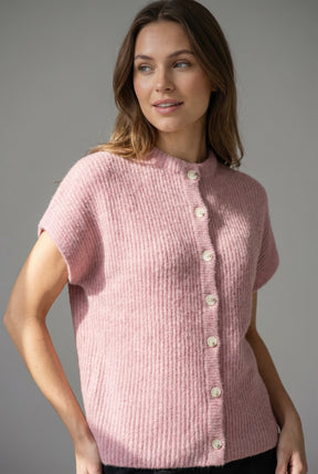 BTFCPH Cashmere cardigan med korte ærmer i vaskebjørnsgarn Veste Pink Sand