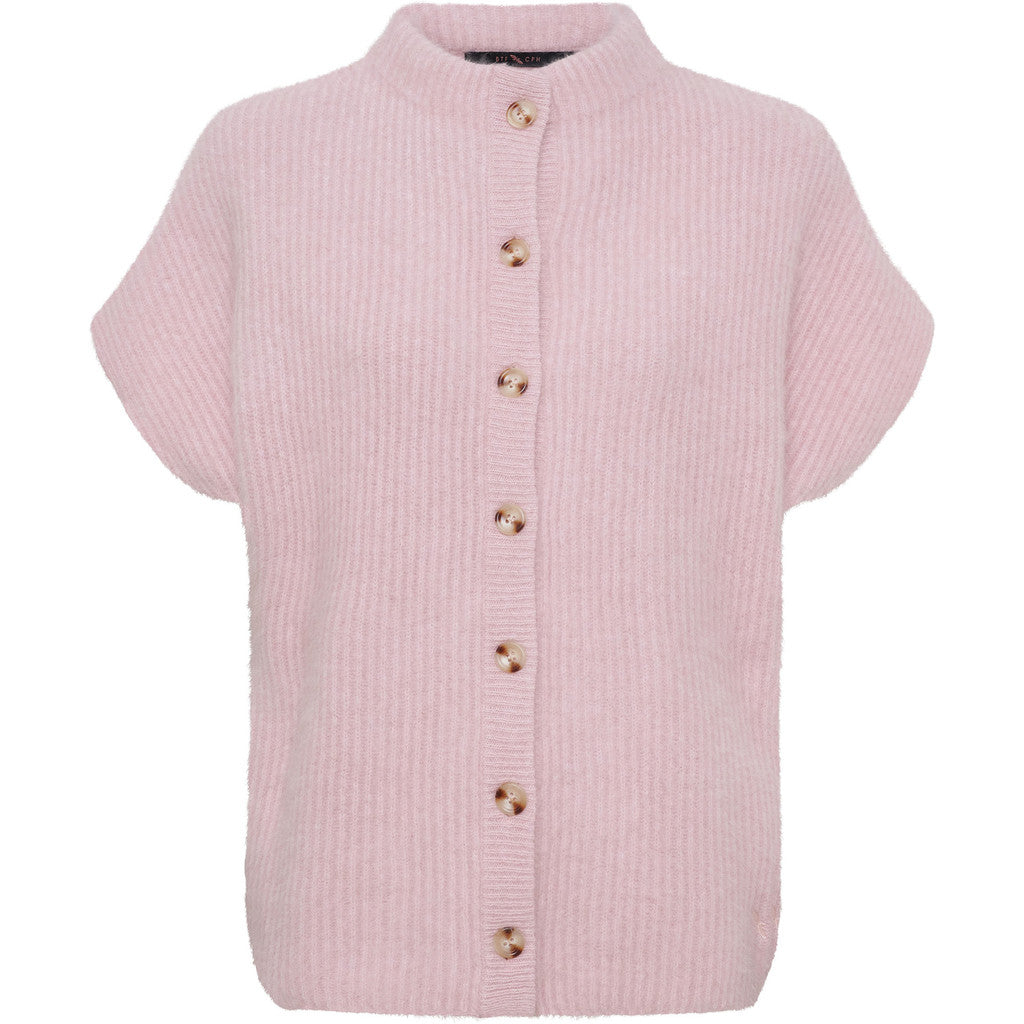 BTFCPH Cashmere cardigan med korte ærmer i vaskebjørnsgarn Veste Rosa