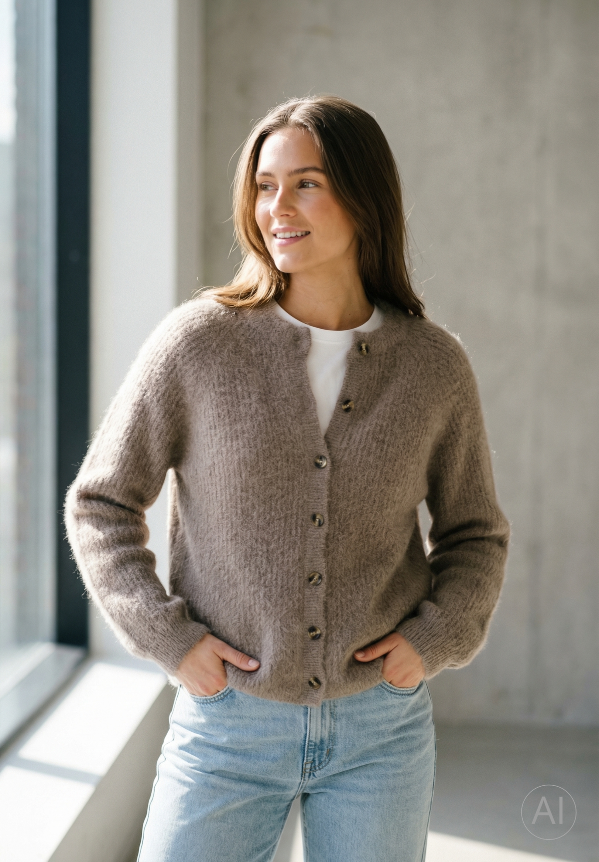 BTFCPH Cashmere cardigan med vaskebjørns-garn Cardigans Brun