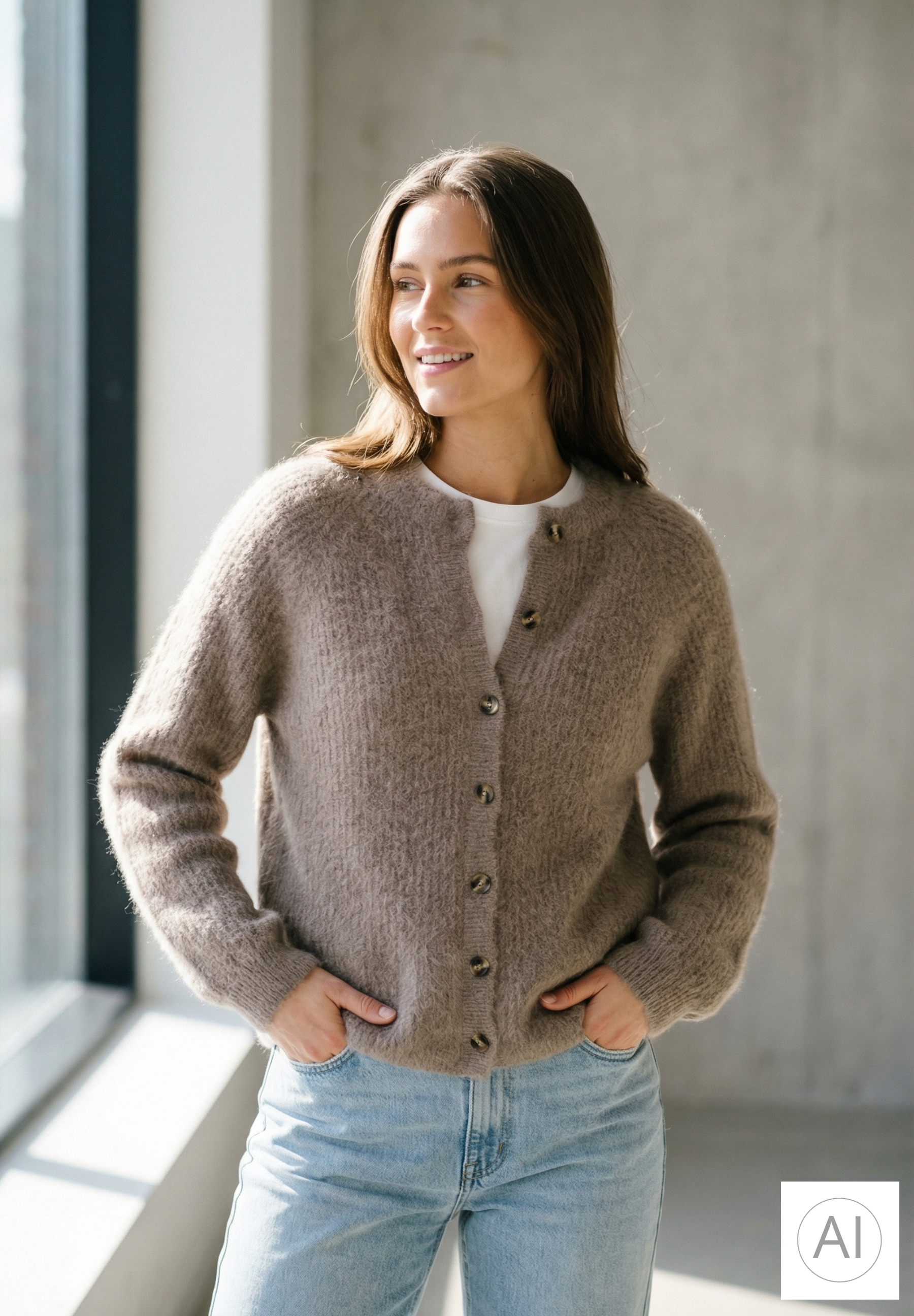 BTFCPH Cashmere cardigan med vaskebjørns-garn Cardigans Brun