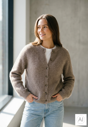 BTFCPH Cashmere cardigan med vaskebjørns-garn Cardigans Brun
