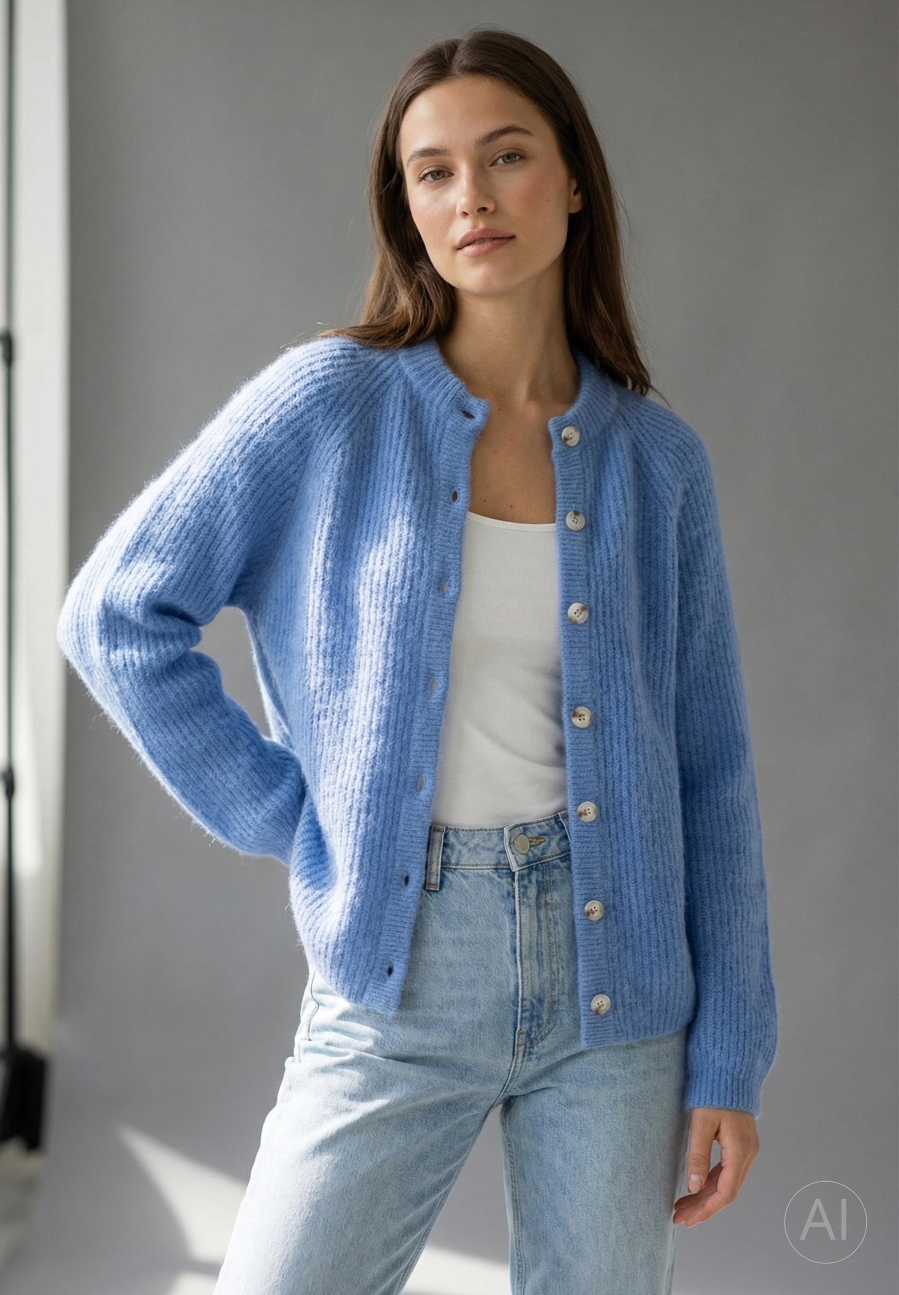BTFCPH Cashmere cardigan med vaskebjørns-garn Cardigans Ocean Blue