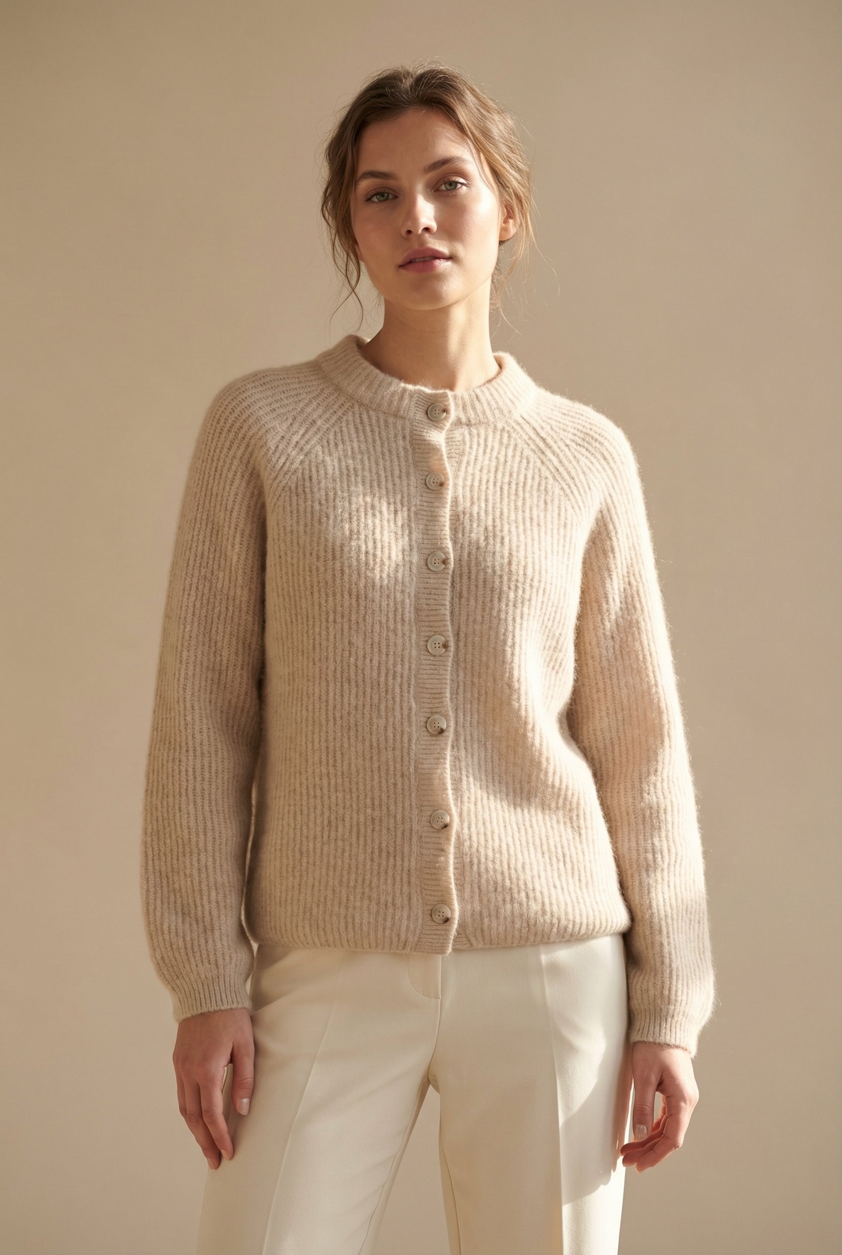 BTFCPH Cashmere cardigan med vaskebjørns-garn Cardigans Sand Beige