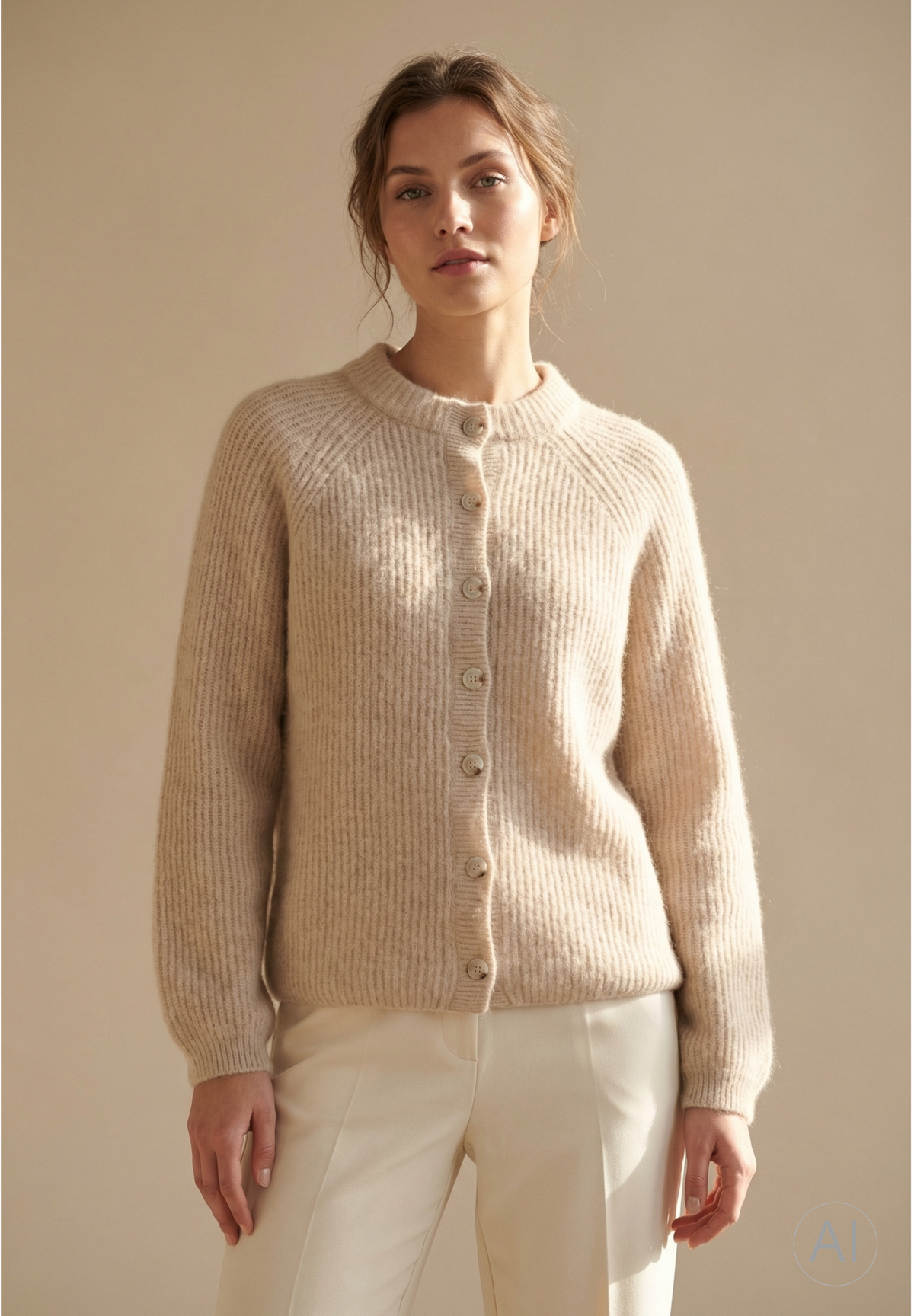 BTFCPH Cashmere cardigan med vaskebjørns-garn Cardigans Sand Beige