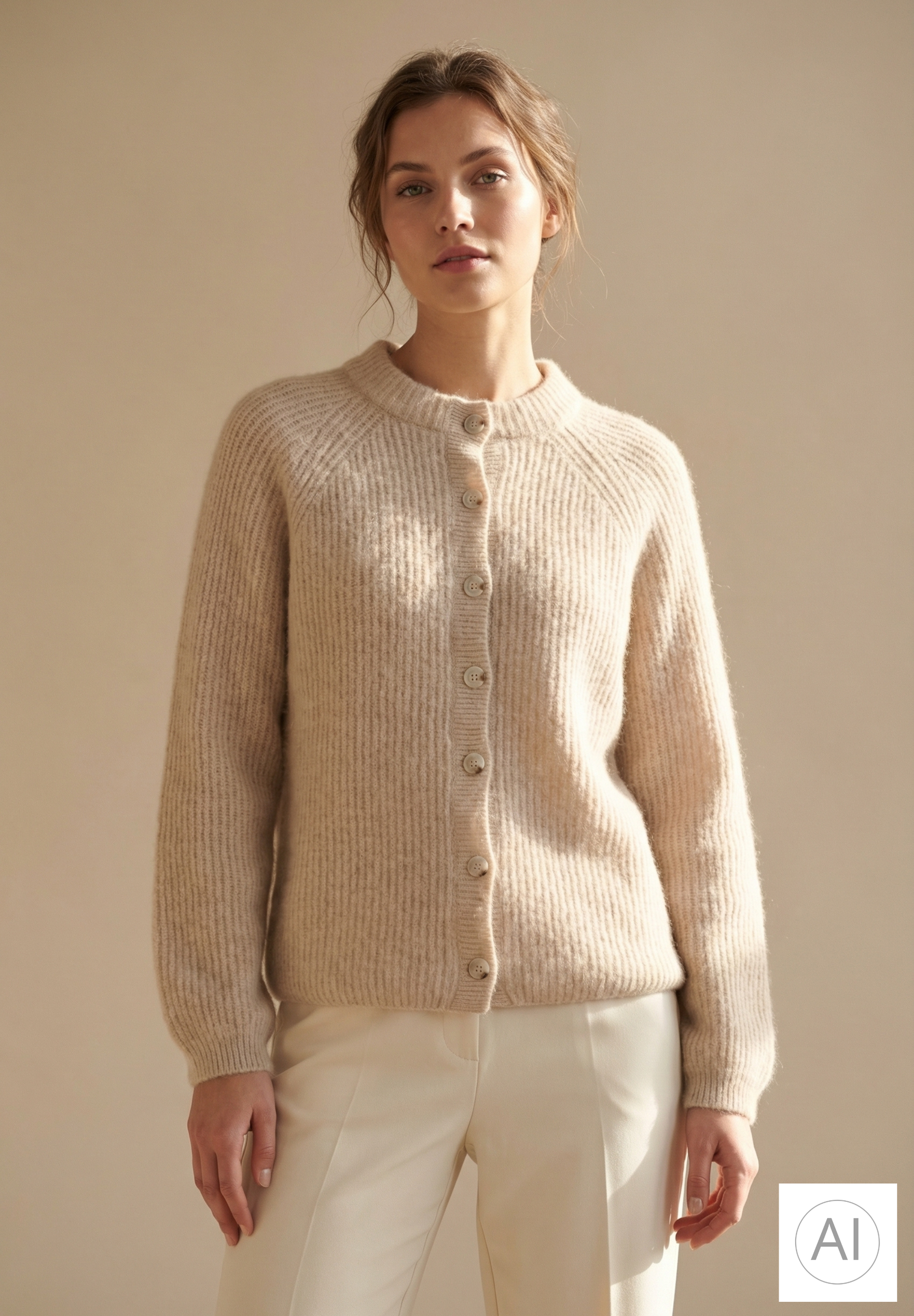 BTFCPH Cashmere cardigan med vaskebjørns-garn Cardigans Sand Beige