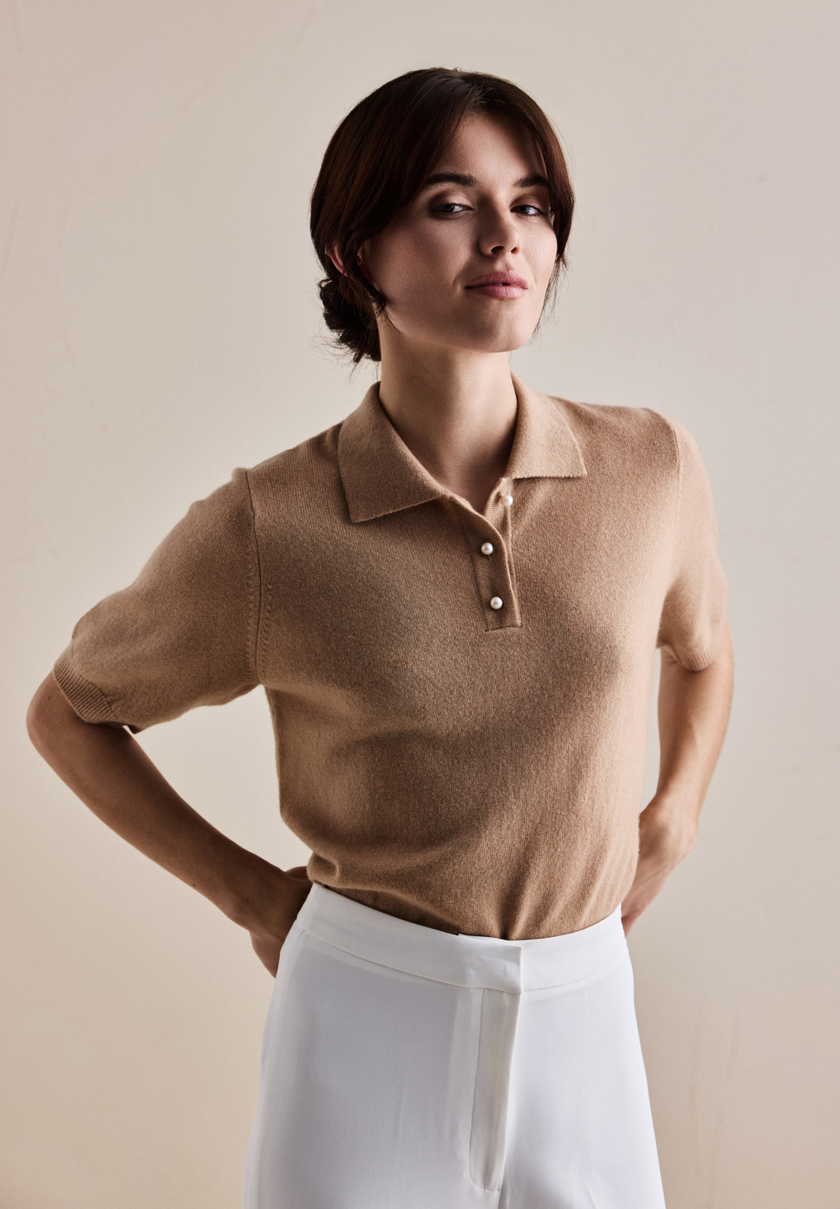 BTFCPH Cashmere pullover med korte ærmer Pullovers Hazelnut