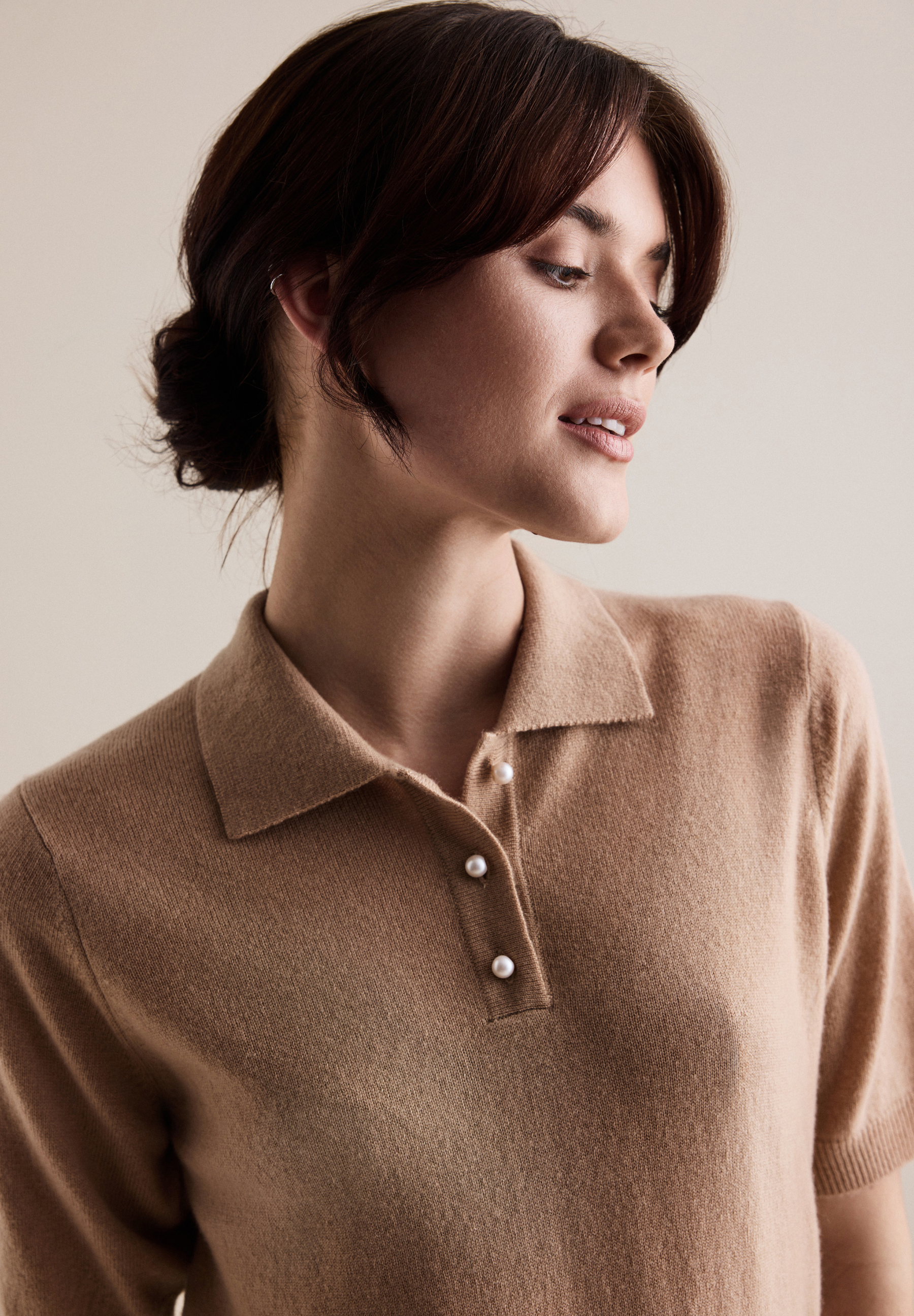 BTFCPH Cashmere pullover med korte ærmer Pullovers Hazelnut