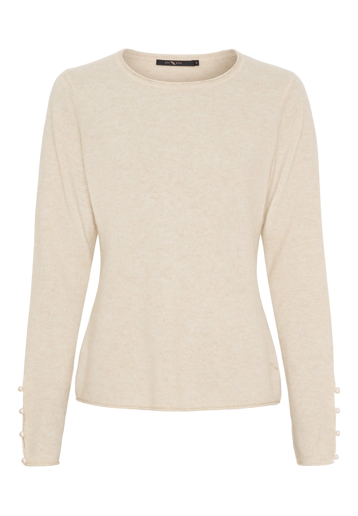 BTFCPH Cashmere pullover med perledetaljer Pullovers Ivory Melange