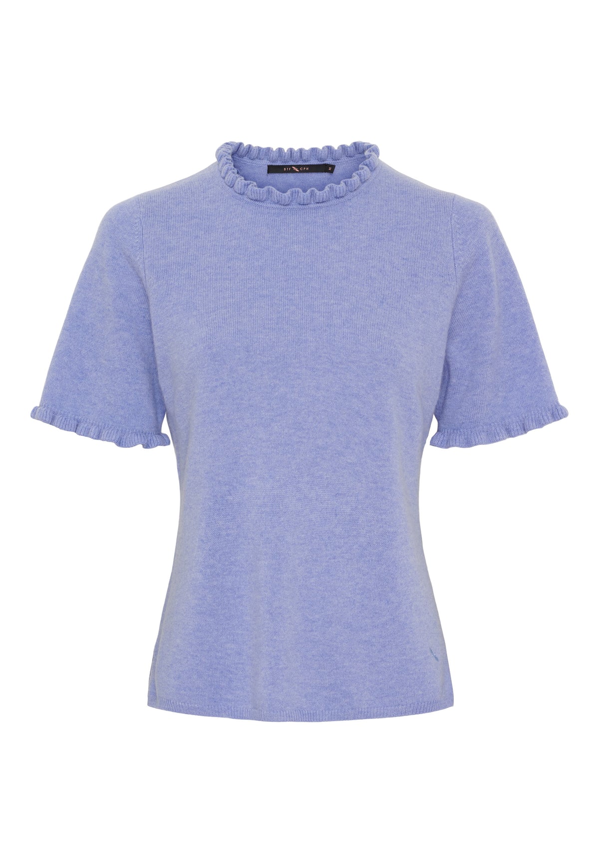 BTFCPH Cashmere strik med flæser Pullovers Lavander Blue Melange