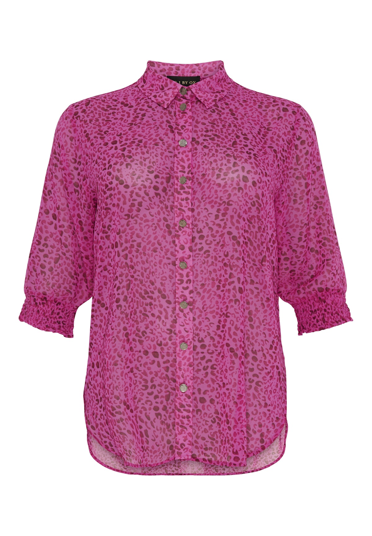 NO. 1 BY OX Chiffon bluse med leopardprint Skjorter Magenta Pink