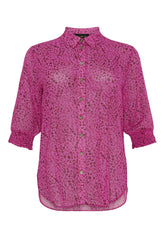 NO. 1 BY OX Chiffongblus med leopardtryck Skjortor Magenta Rosa