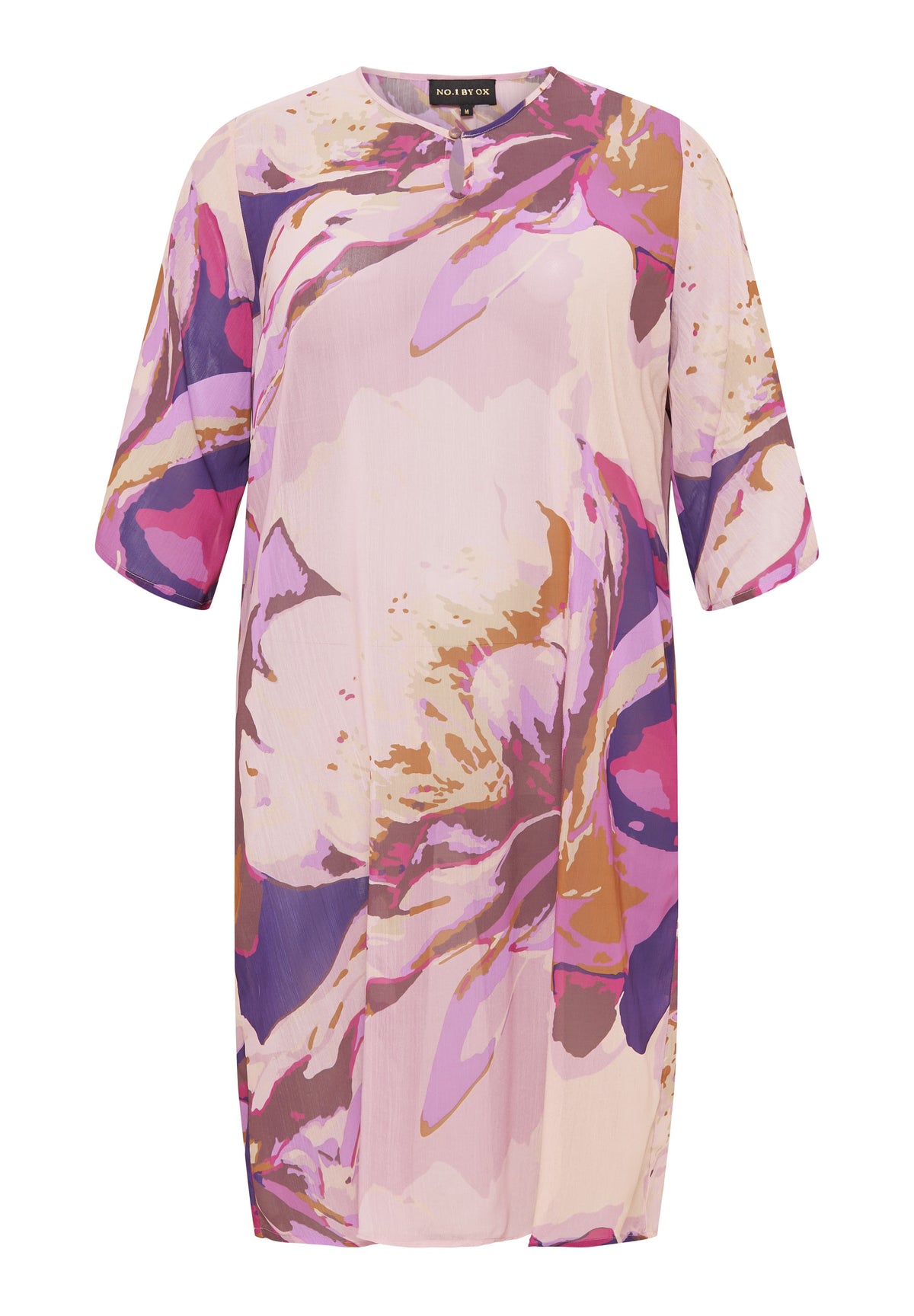 NO. 1 BY OX Chiffon kjole i et smukt print Kjoler Rose w Dark Purple Flowers