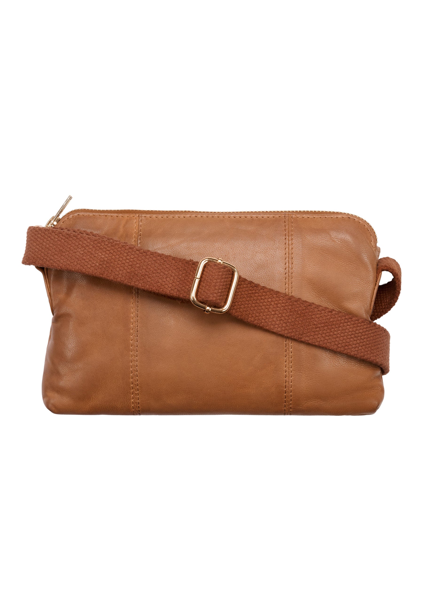 Orchid Crossbody läderväska Väskor Cognac w. Sandfärgade sömmar