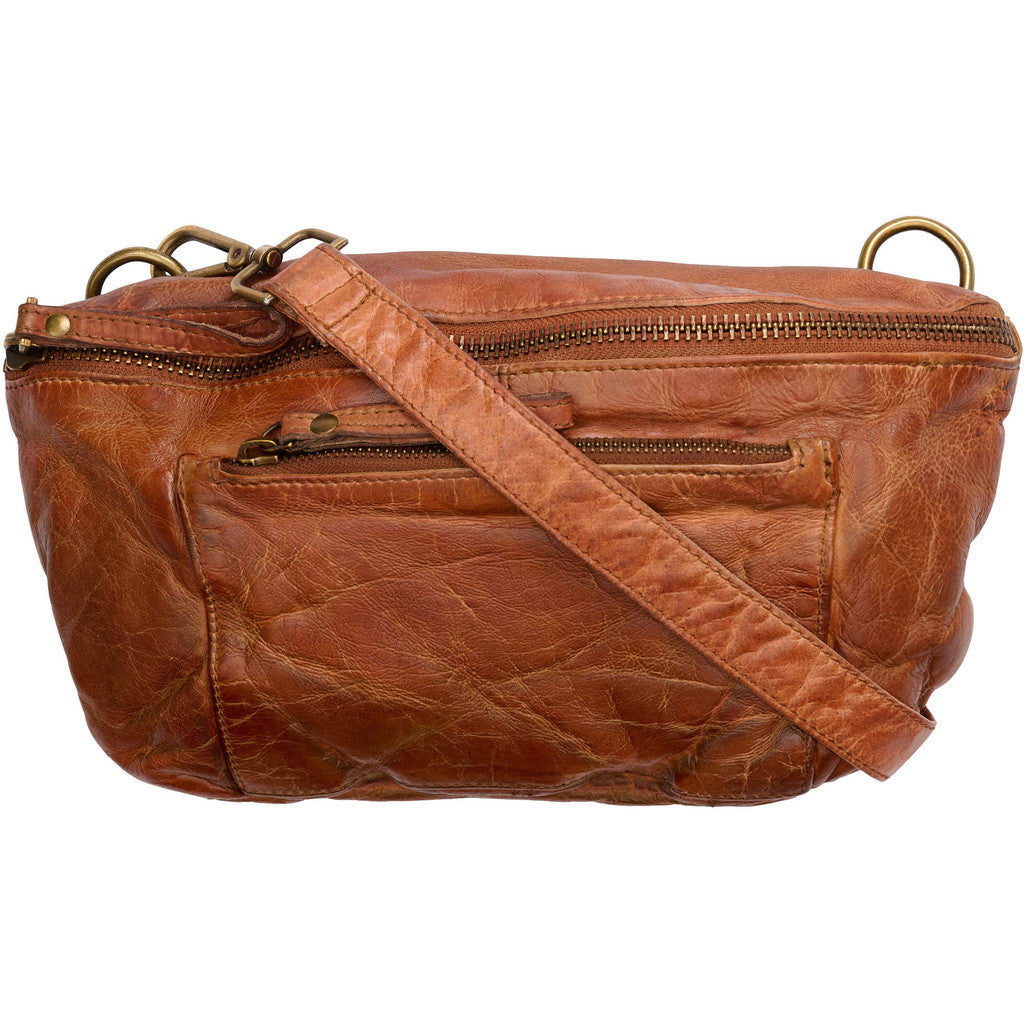 Orchid Cross-body Small Bag Tasker Deep Cognac w. Antique Brass acc.
