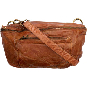 Orchid Cross-body Small Bag Tasker Deep Cognac w. Antique Brass acc.