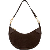 BTFCPH Crossbody Hobo taske i ruskind Tasker Dark Chocolate Brown w. Silver acc.