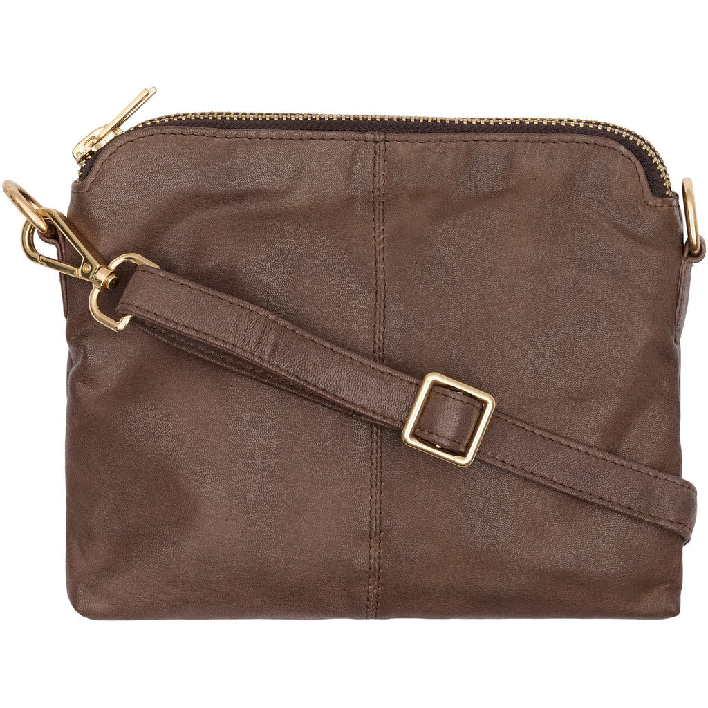 Orchid Crossbody clutch i skind Tasker Cocoa w. Light Gold acc.