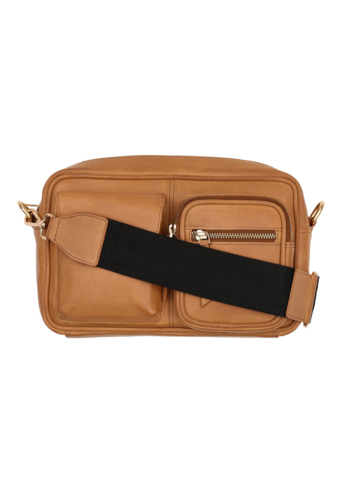Orchid Crossbody taske i læder med lommer Tasker Cognac w. Light Gold acc.