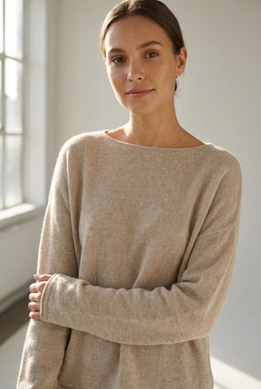BTFCPH Eksklusiv oversized pullover i 100% cashmere Pullovers Beige Melange