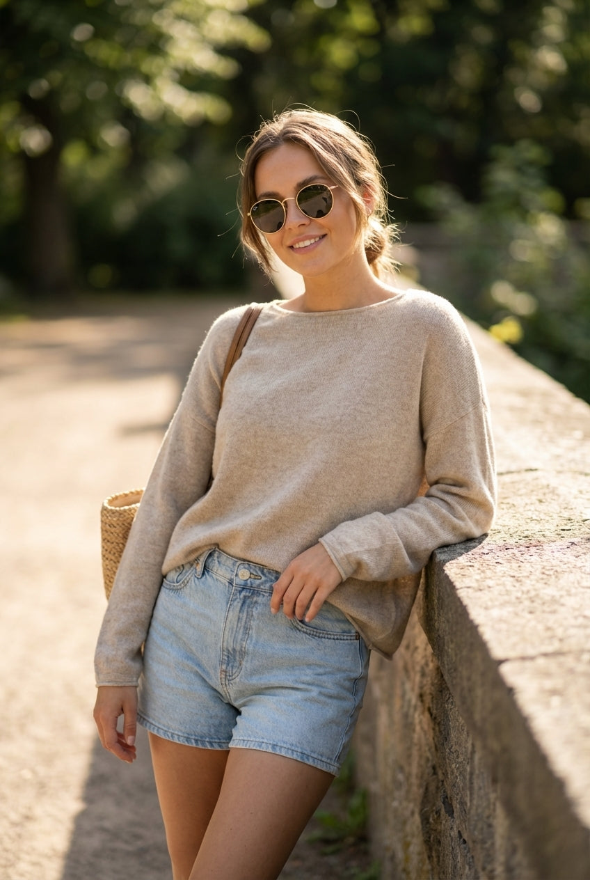 BTFCPH Eksklusiv oversized pullover i 100% cashmere Pullovers Beige Melange