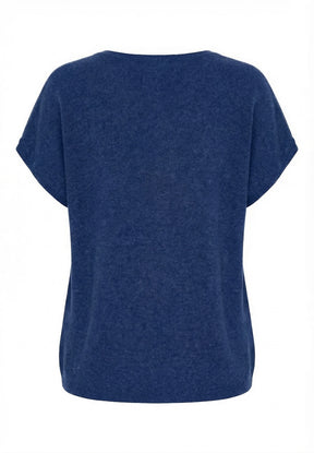 BTFCPH Eksklusiv pullover i 100% cashmere med korte ærmer Pullovers Dark Blue Melange