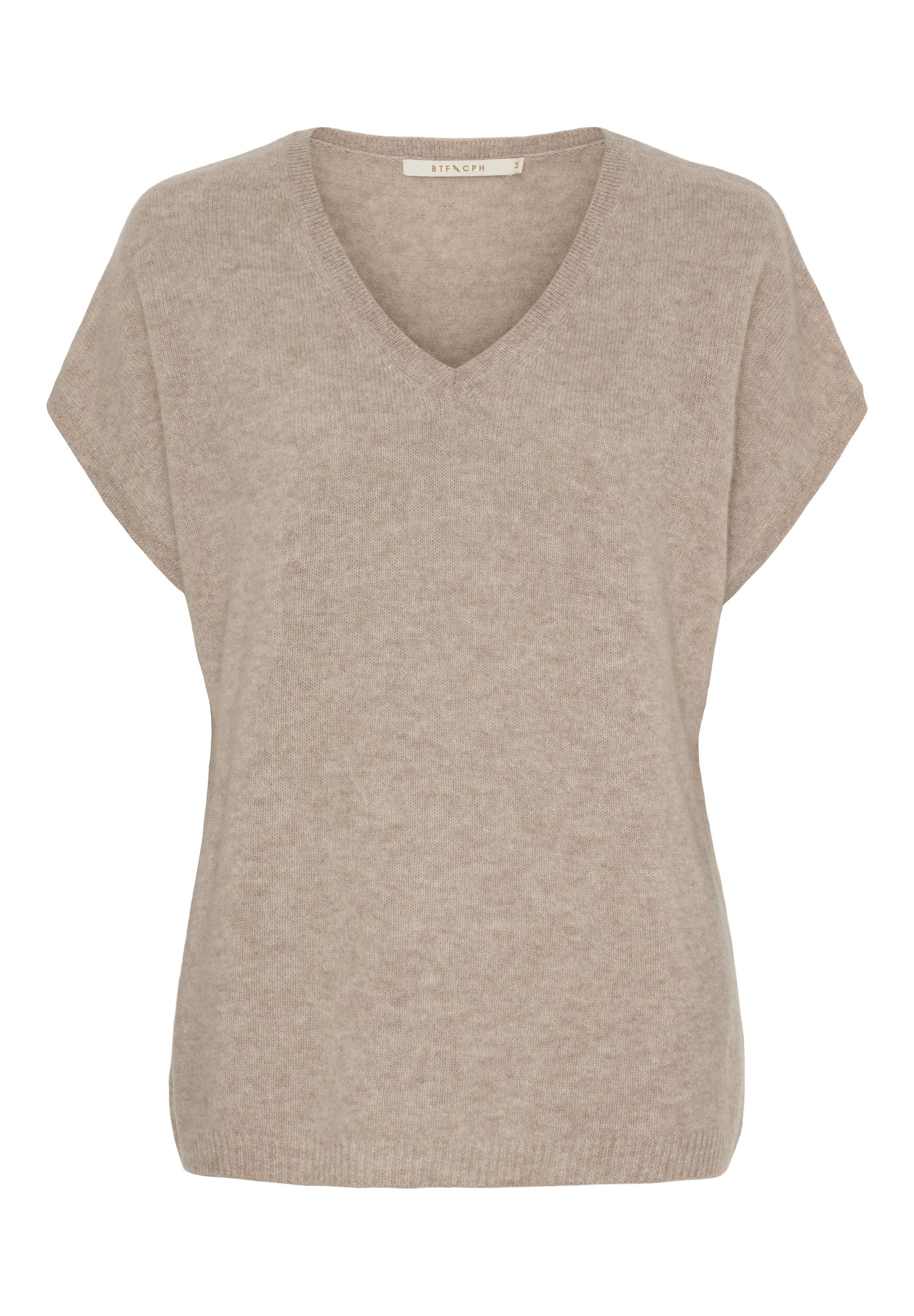 BTFCPH Eksklusiv pullover i 100% cashmere med korte ærmer Pullovers Nougat Melange