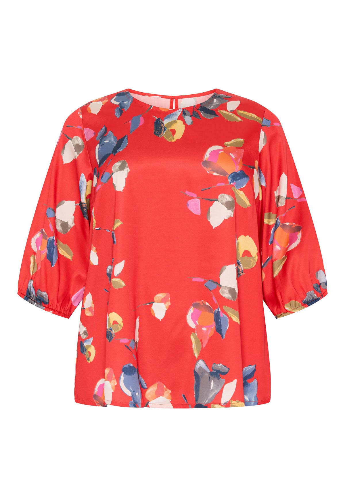 NO. 1 BY OX Elegant bluse Bluser Summer Red w Flowers