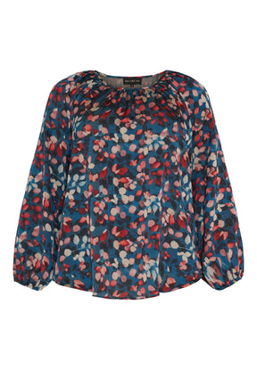 NO. 1 BY OX Elegant bluse Bluser Cobolt Blue w Marmelade Rose flowers
