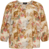 NO. 1 BY OX Elegant bluse Bluser Sand w watercolour flowers