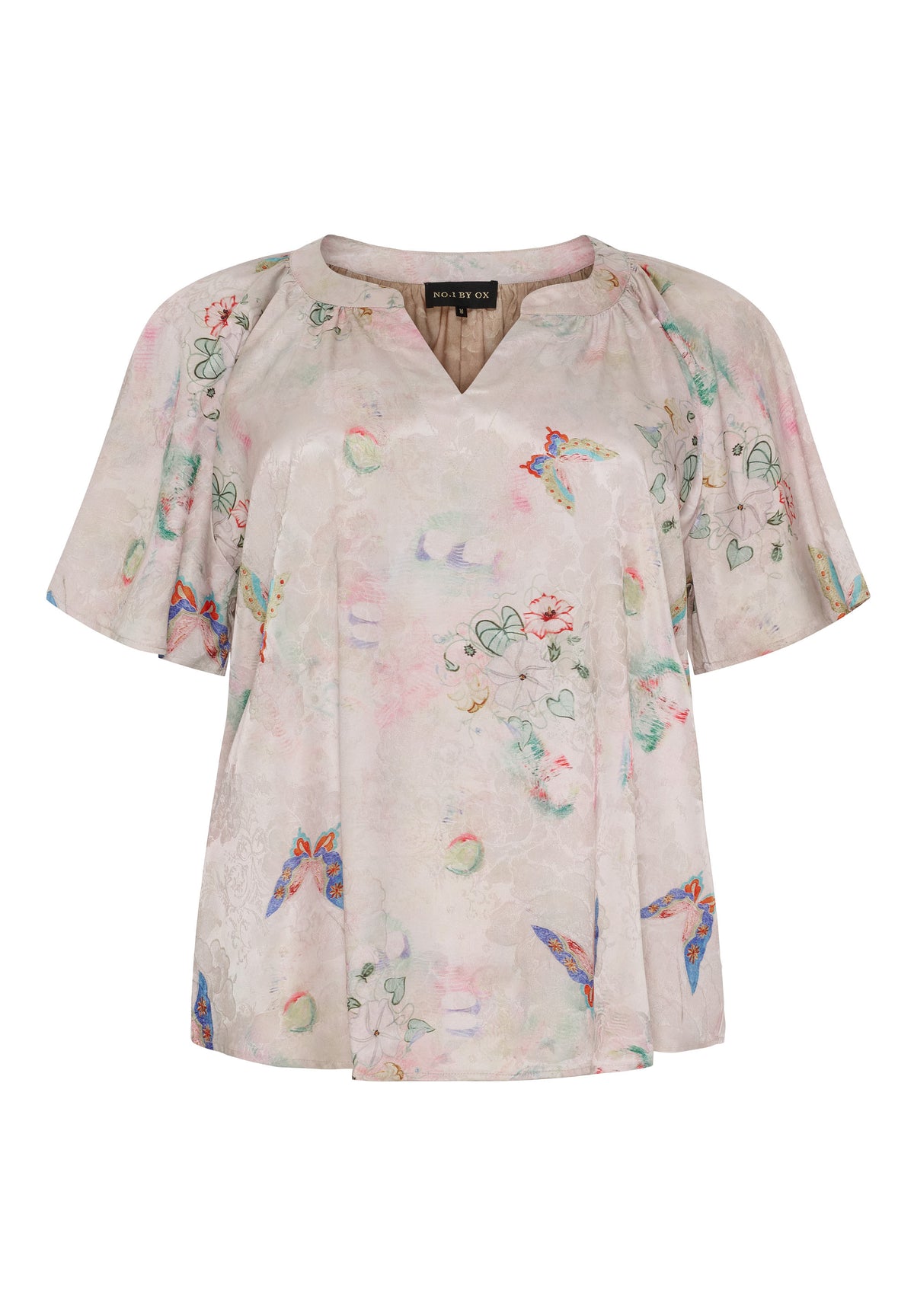 NO. 1 BY OX Elegant bluse Bluser Sand w Butterfly print