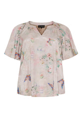 NO. 1 BY OX Elegant bluse Bluser Sand w Butterfly print