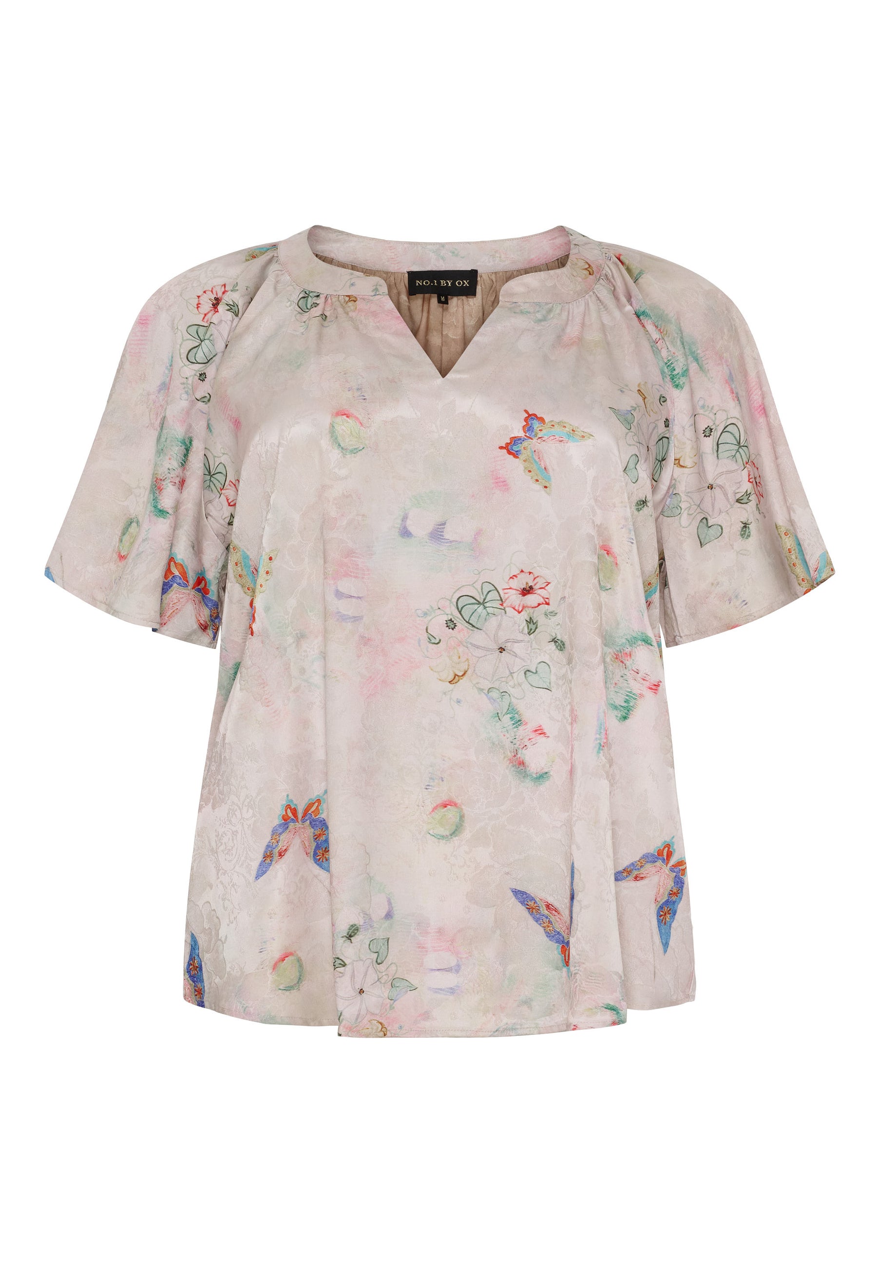 NO. 1 BY OX Elegant bluse Bluser Sand w Butterfly print