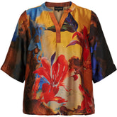 NO. 1 BY OX Elegant bluse Bluser Red Tiger Lily Flower print