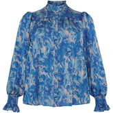 NO. 1 BY OX Elegant bluse Skjorter Cobalt blue w rose marble print