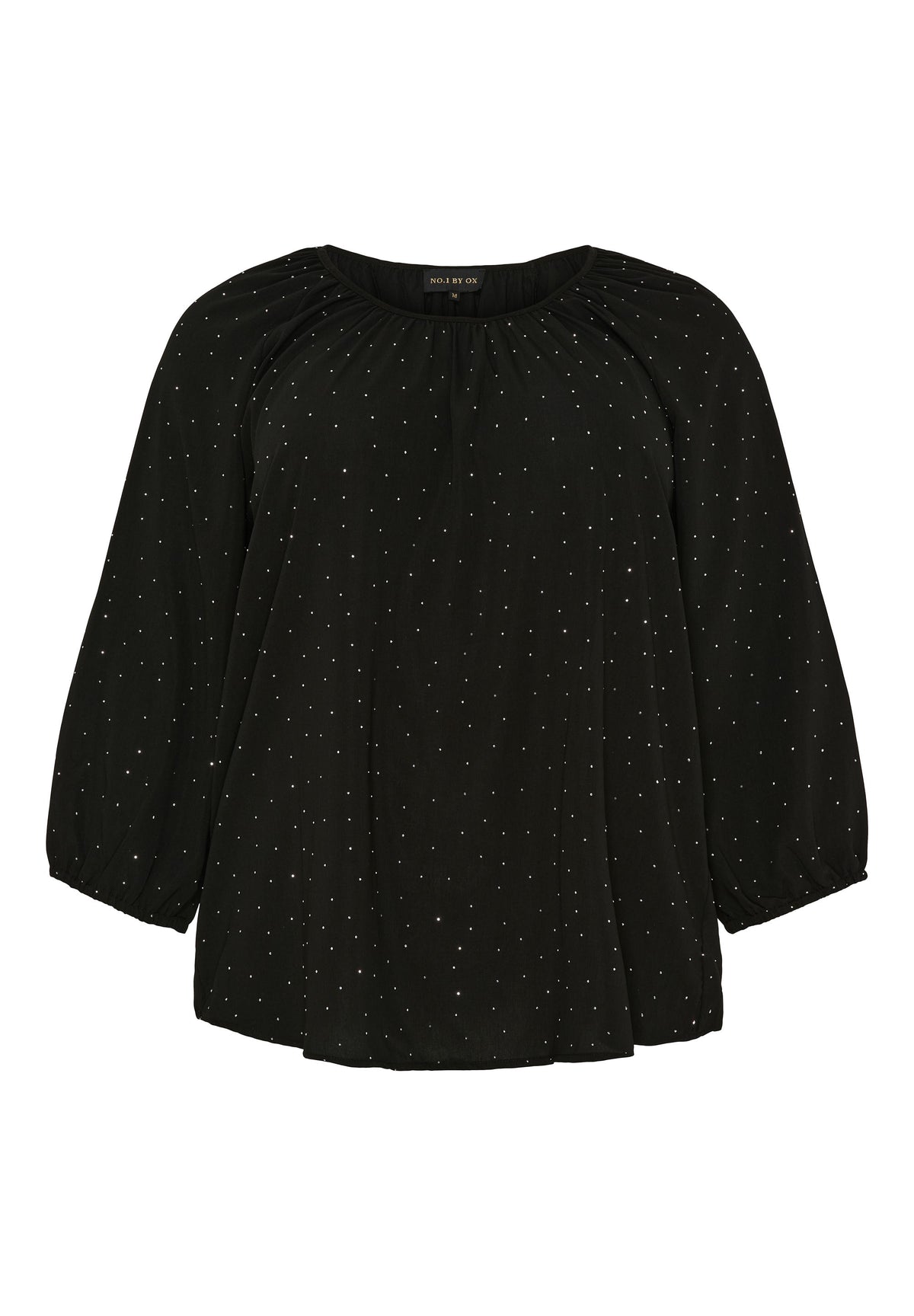 NO. 1 BY OX Elegant blus dekorerad med små glittrande stenar Blusar Svart