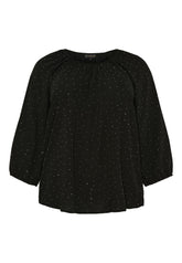NO. 1 BY OX Elegant blus dekorerad med små glittrande stenar Blusar Svart