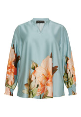 NO. 1 BY OX Elegant bluse i et smukt blomsterprint Bluser Bright Ether Blue w Big Flower