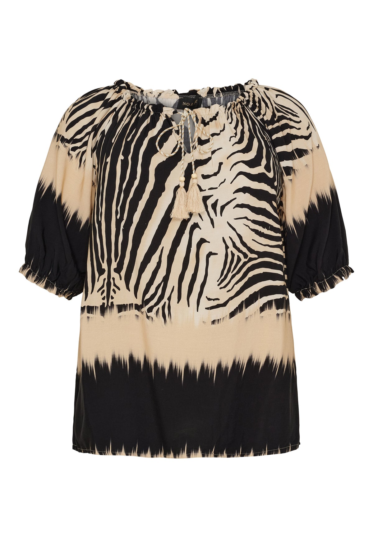 NO. 1 BY OX Elegant bluse med flæse detaljer Bluser Grå