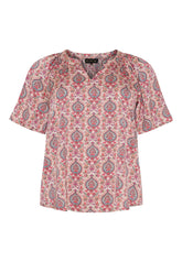 NO. 1 BY OX Elegant bluse med korte ærmer Bluser Pink paisley print
