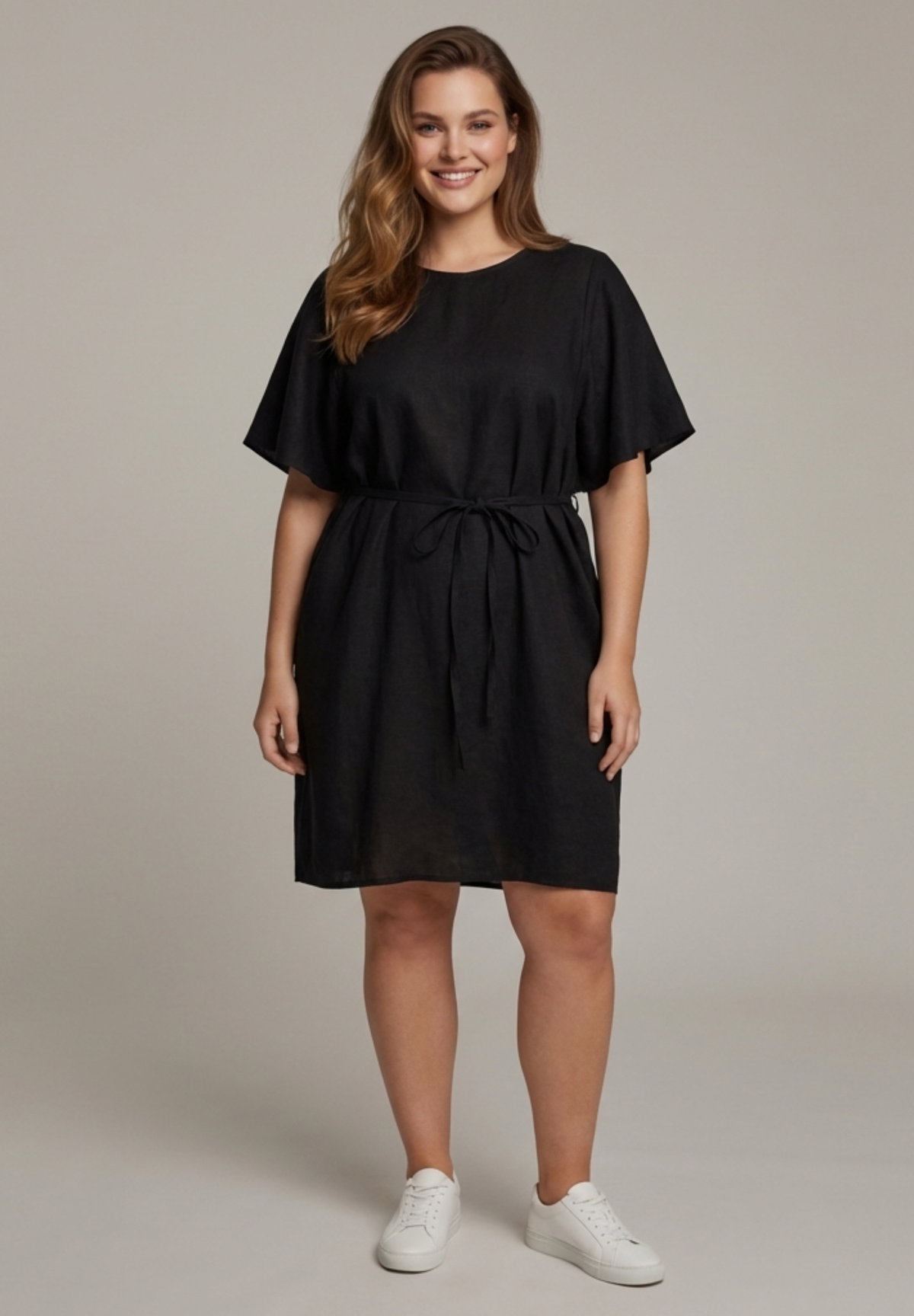 NO. 1 BY OX Elegant bomuldskjole med bindebånd Kjoler Sort