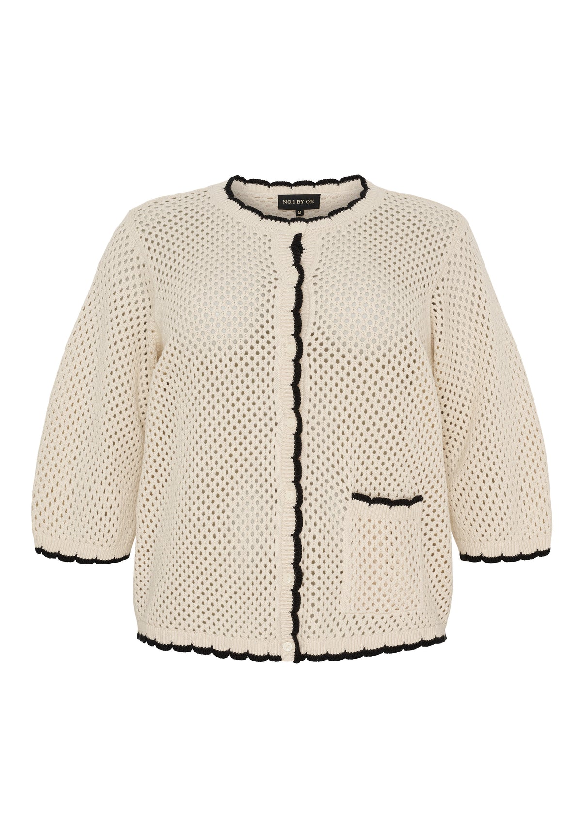 NO. 1 BY OX Elegant cardigan Cardigans Off White w Black